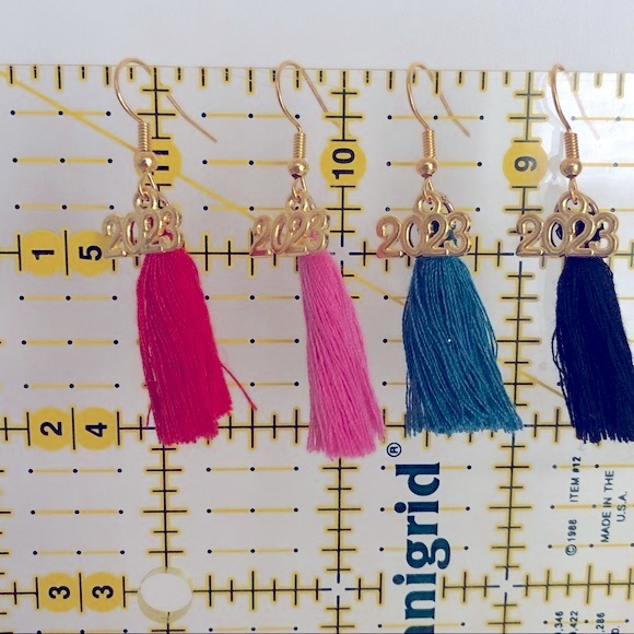 New 2024 Fringe Tassel Graduation Prom Handmade Earrings Dark Teal Green School - Picture 2 of 3